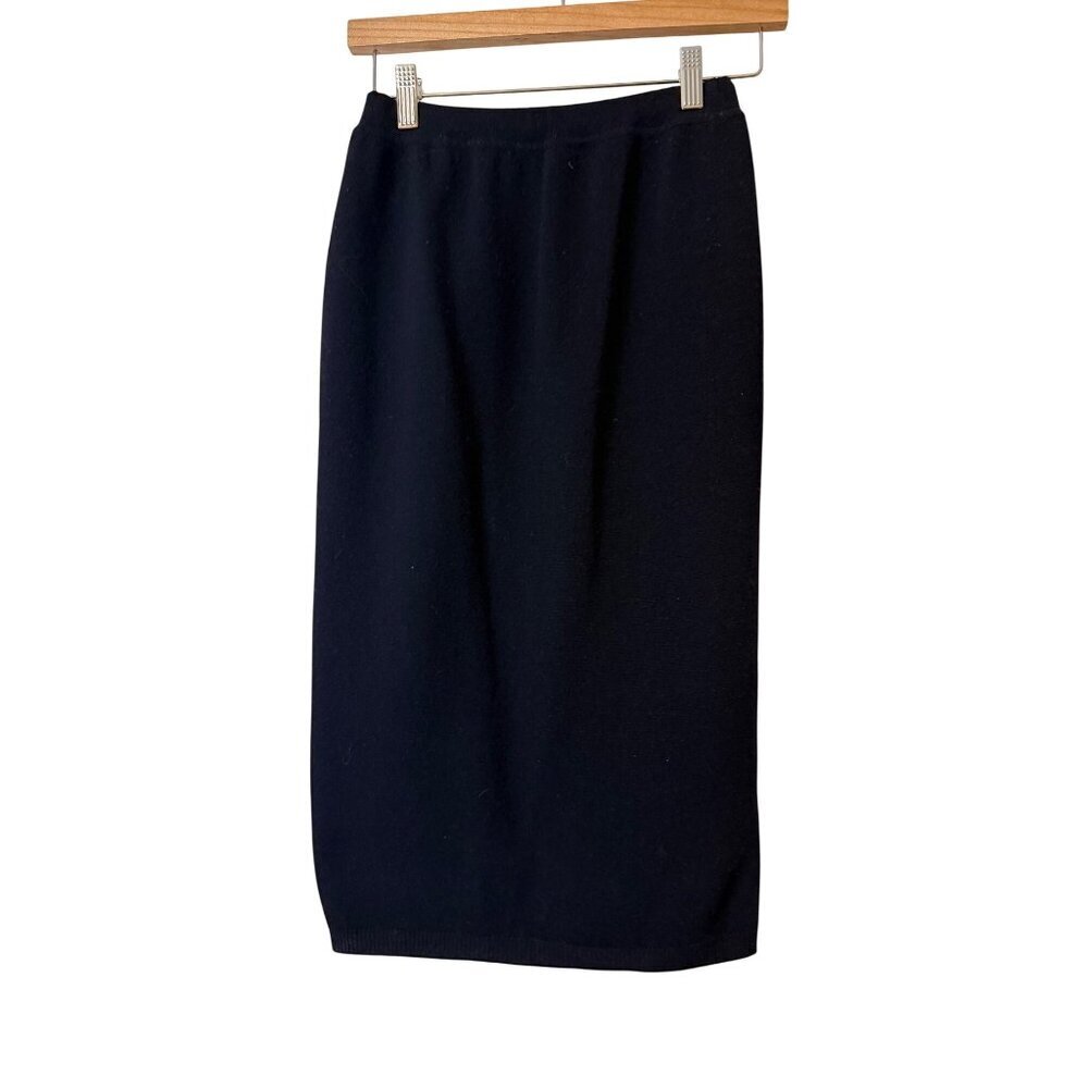Benetton Black Wool Pencil Skirt Made In Italy Pure New Wool Size M Vintage